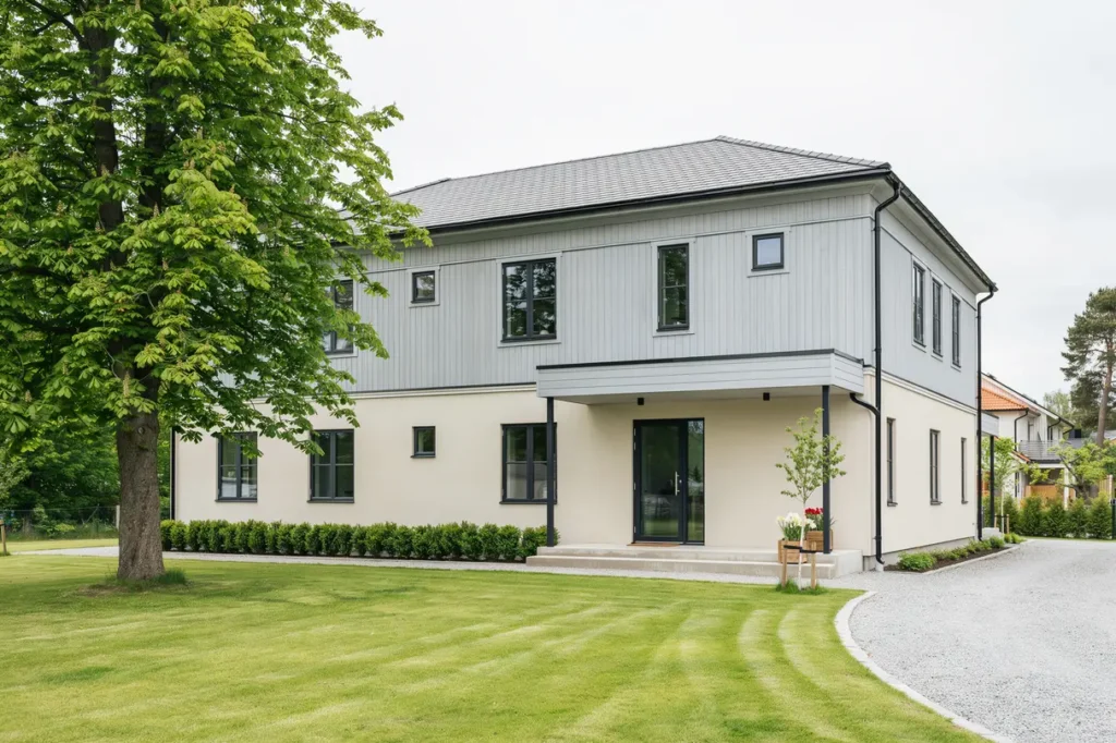 tillbyggnad av entr och groventr p villa i sa